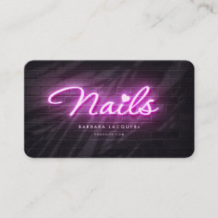 Carte De Visite Nail Art Manicure Beauté Salon Neon Rose violet