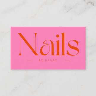 Carte De Visite Nail Artist Hot Pink Red Typography 