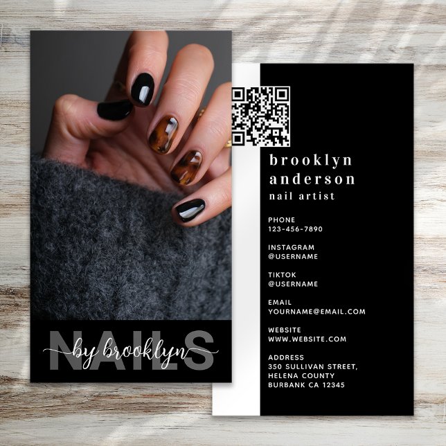 Carte De Visite Nail Artiste photo Code QR (Créateur téléchargé)