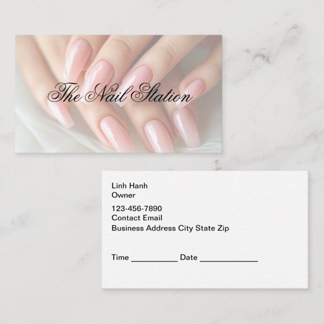 Carte De Visite Nail Salon Classy Appointment Cards (Devant / Derrière)
