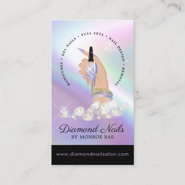 Carte De Visite Nail Salon Nail Tech Diamant Nails Art Manicurist  (Devant)