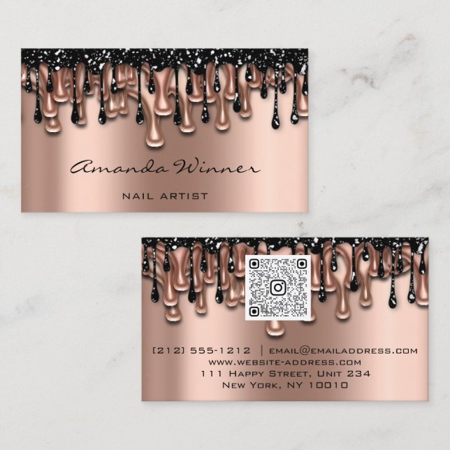 Carte De Visite Nail Studio Drives Rose QR Code Logo Wax Body Care (Devant / Derrière)