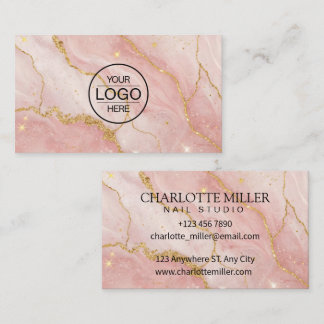Carte De Visite Nail Studio Quartz Pink Glitter Gold