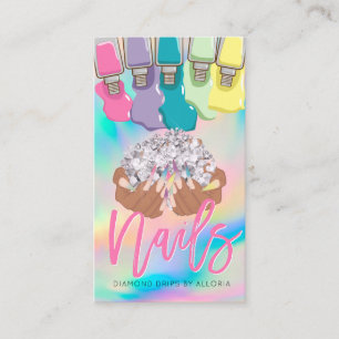 Carte De Visite Nail Tech Arc-en-ciel polonais Logo de ongle Salon