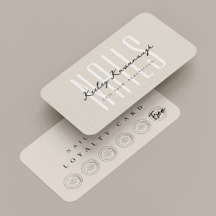 Carte De Visite Nail Tech Beauté Sand Logo Punch Loyalty Card