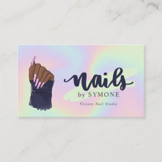 Carte De Visite Nail Tech Beauty Salon Pastel Neon Holographic Bus