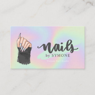 Carte De Visite Nail Tech Beauty Salon Pastel Neon Holographic Bus
