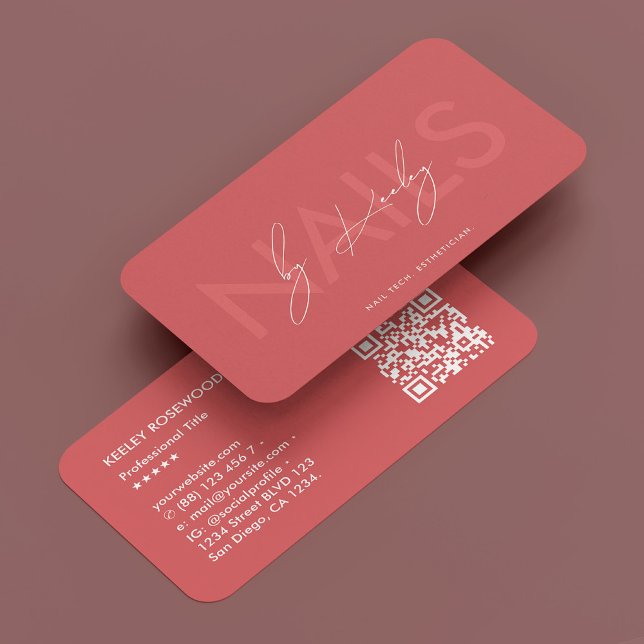 Carte De Visite Nail Tech Manicuriste Nail Artiste Coral moderne (Nail Tech Manicurist Nail Artist Coral Modern Business Card
)