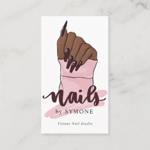 Carte De Visite Nail Tech Nail Artiste Beauté Salon Blush Pink Log