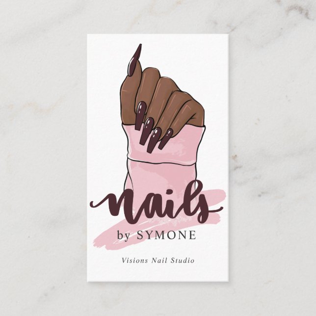 Carte De Visite Nail Tech Nail Artiste Beauté Salon Blush Pink Log (Devant)