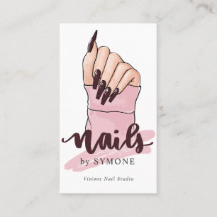 Carte De Visite Nail Tech Nail Artiste Beauté Salon Blush Pink Log