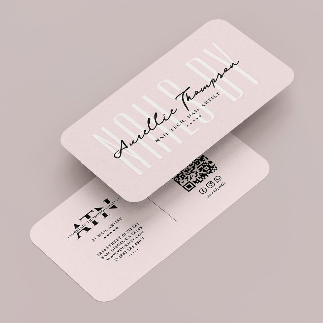 Carte De Visite Nail Tech Nail Artiste esthétique rose moderne (Nail Tech Nail Artist Aesthetic Pink Modern Business Card
)
