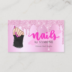 Carte De Visite Nail Tech Salon Rose Diamond Parties scintillant d