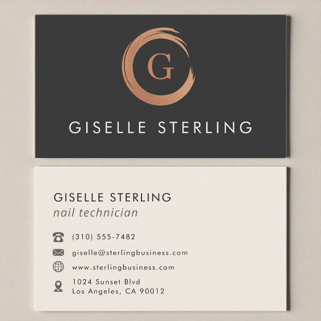 Carte De Visite Nail Technician Modern Minimalist Rose Gold (Créateur téléchargé)