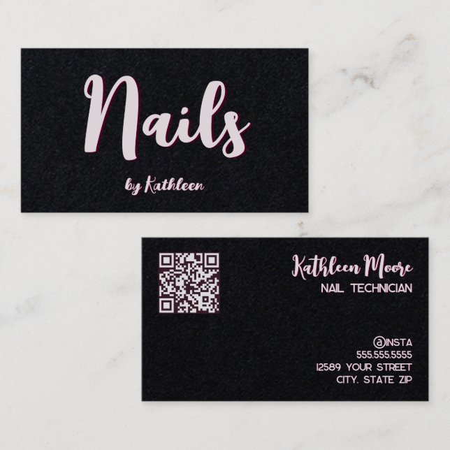Carte De Visite Nail Technician Premium QR Lien vers le Conversati (Devant / Derrière)