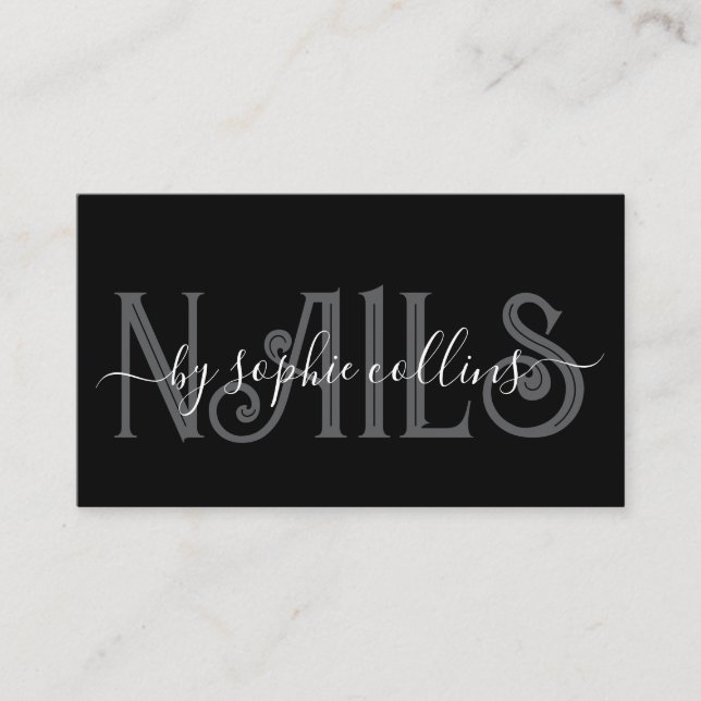 Carte De Visite Nail Technicien Nail Art noir (Devant)