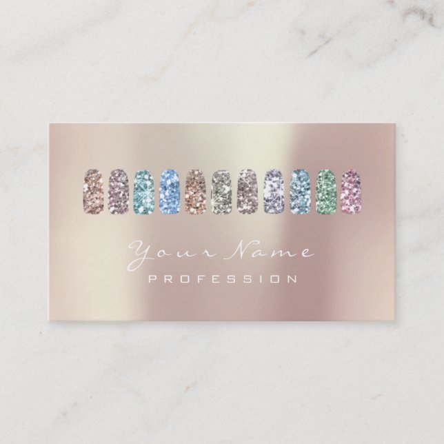 Carte De Visite Nails Art Beauty Studio Parties scintillant Rose G (Devant)