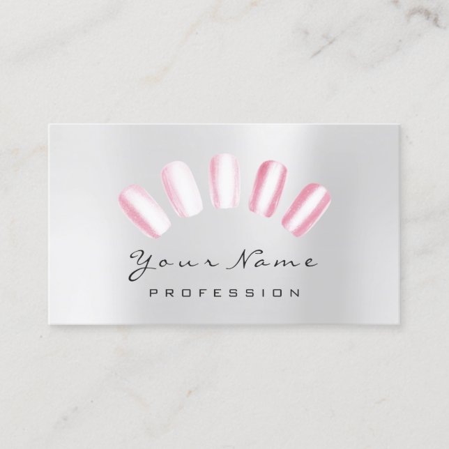 Carte De Visite Nails Art Candy rose Grey Manucure Pedicure (Devant)