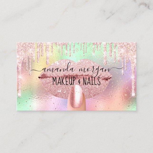 Carte De Visite Nails Manicure Maquillage Holographe Lips Parties  (Devant)