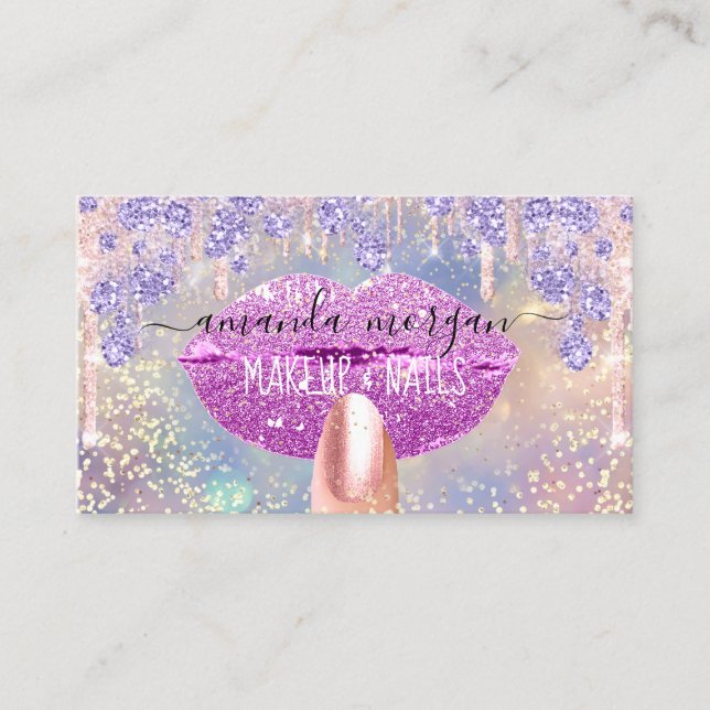 Carte De Visite Nails Manicure Maquillage Holographe Lips Parties  (Devant)