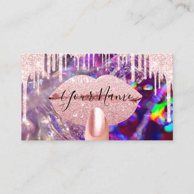 Carte De Visite Nails Manicure Maquillage Holographique Kiss Lips  (Devant)