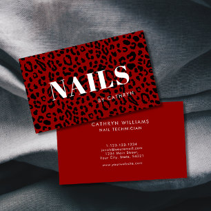 Carte De Visite Nails Red Poster de animal Nail Technicien