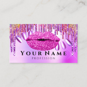 Carte De Visite Nails Salon Manicure Drives Holograph Lips rose