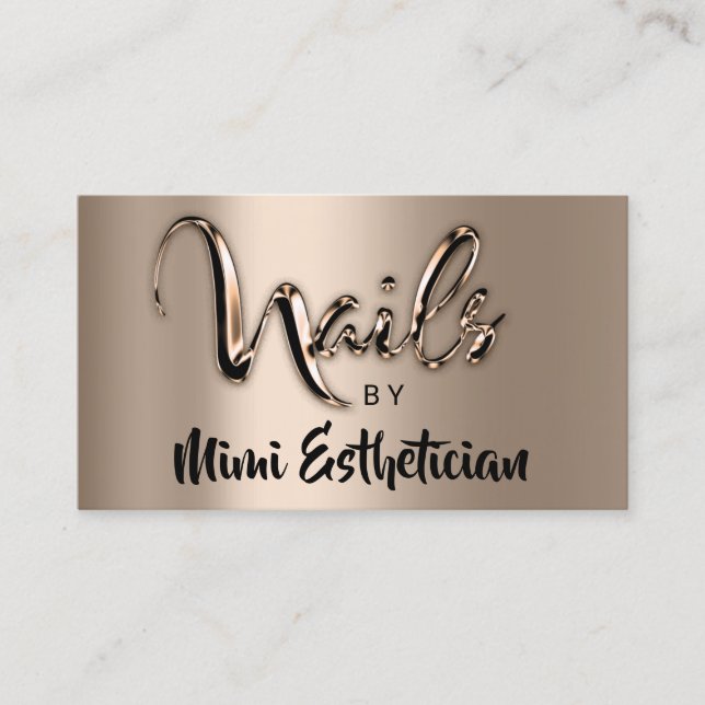 Carte De Visite Nails Studio Artist Nails Logo Script Metalic (Devant)