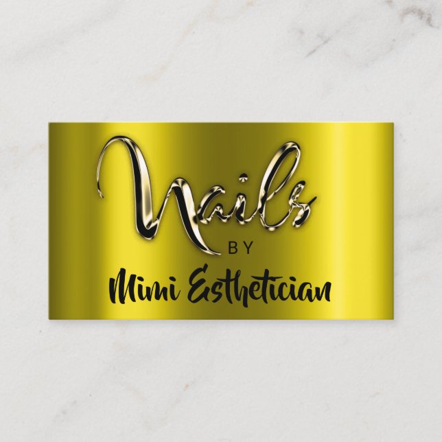 Carte De Visite Nails Studio Artist Nails Script Logo Mustard Gold (Devant)
