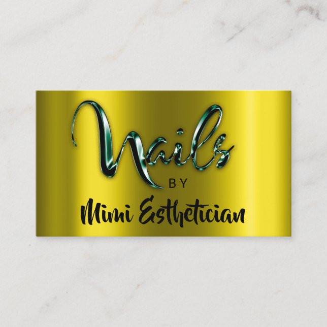 Carte De Visite Nails Studio Artist Nails Script Logo MustardGreen (Devant)