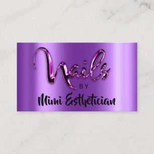 Carte De Visite Nails Studio Artist Nails Script Logo Purple Pink