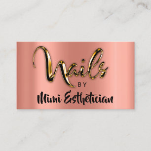 Carte De Visite Nails Studio Artist Nails Script Logo Rose VIP
