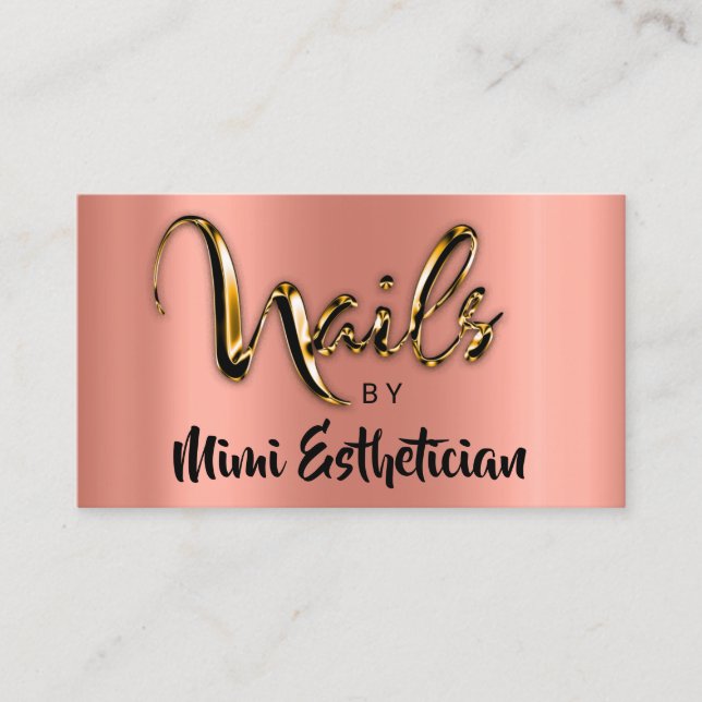 Carte De Visite Nails Studio Artist Nails Script Logo Rose VIP (Devant)