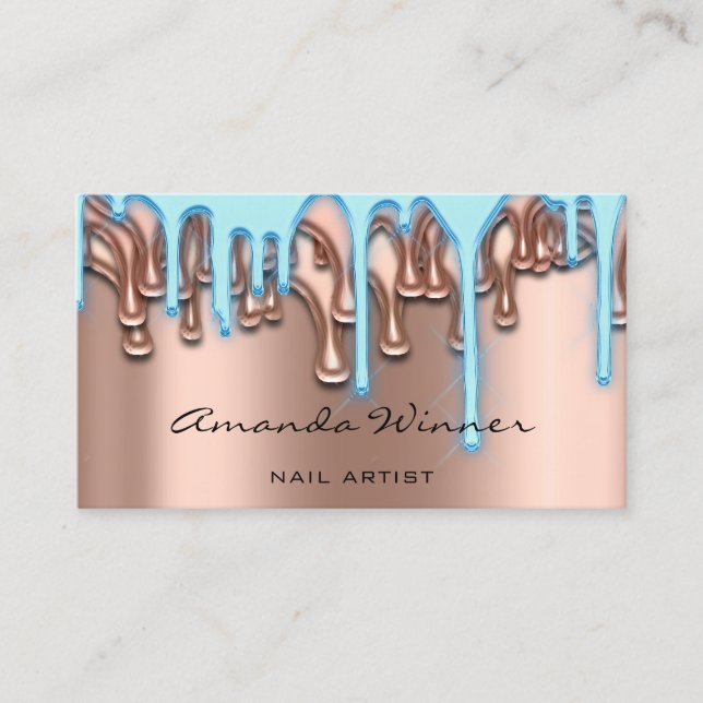 Carte De Visite Nails Studio Driver Rose QR Code Logo Wax Body Blu (Devant)
