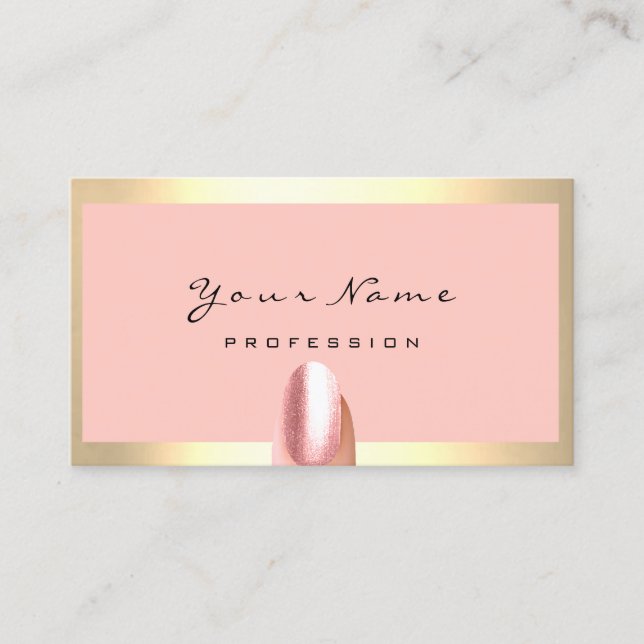 Carte De Visite Nails Stylist Manicure Rose encadré Rose (Devant)