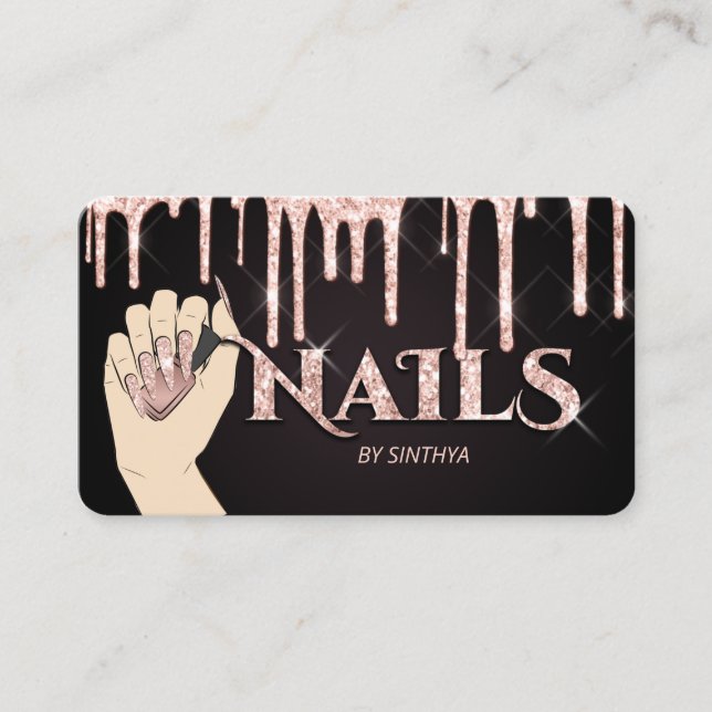 Carte De Visite Nails technicien ongle art glam tendance moderne (Devant)