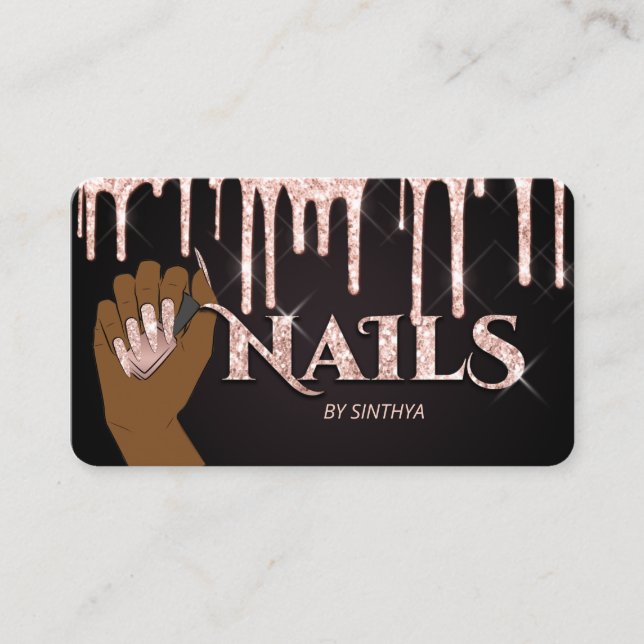 Carte De Visite Nails technicien ongle art glam tendance moderne (Devant)