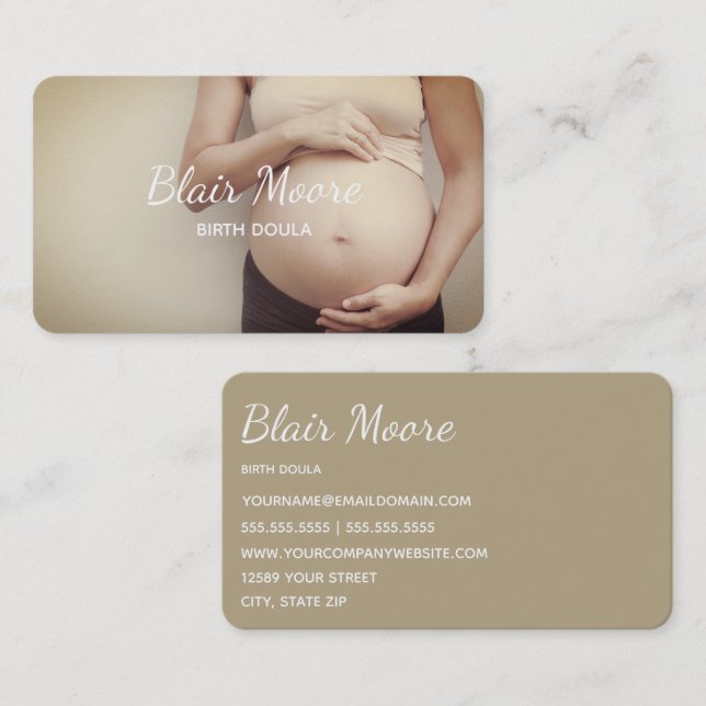 Carte De Visite Naissance Doula Grossesse de la sage-femme (Devant / Derrière)