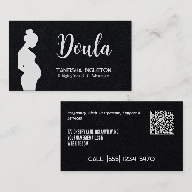 Carte De Visite Naissance et postpartum Doula Custom QR (Devant / Derrière)