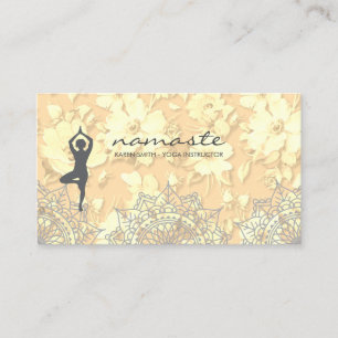 Carte De Visite Namaste Yoga Pose Tribal Floral Motif