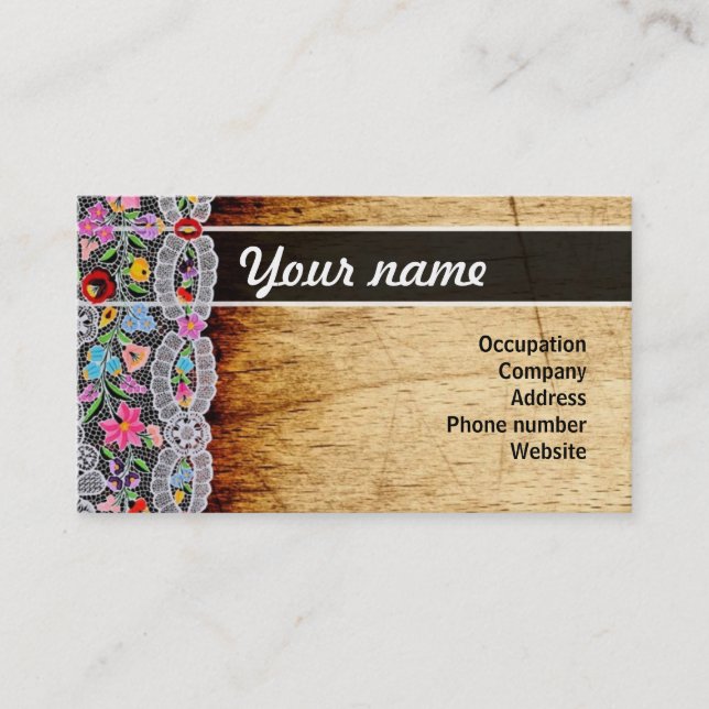 Carte De Visite Namecard de fleur et en bois (Devant)