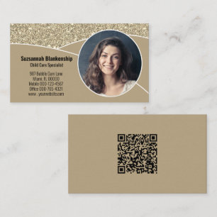 Carte De Visite Nanny Photo personnalisée Faux Gold Parties scinti