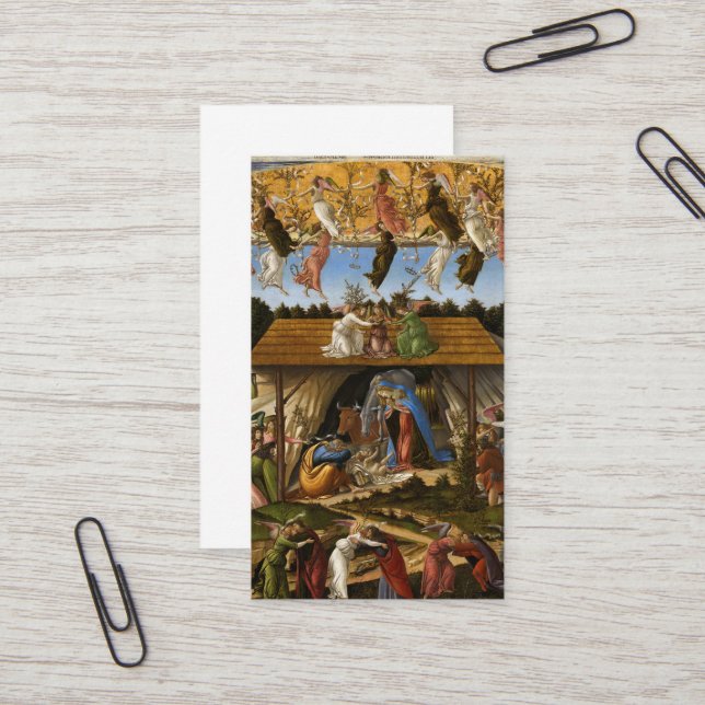 Carte De Visite Nativité mystique, 1500 par Sandro Botticelli (Devant/Arrière en situation)