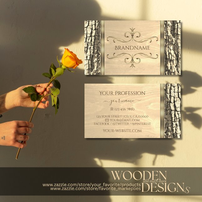 Carte De Visite Nature Arbre Écorce Bois Grain Ornat Bordure moder (Créateur téléchargé)