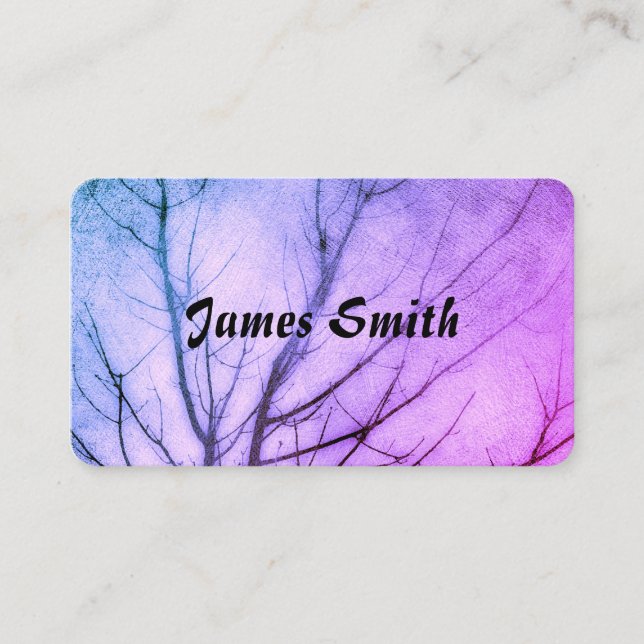 Carte De Visite nature art bleu et pourpre arbre (Devant)