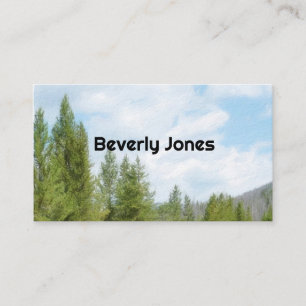 Carte De Visite nature art montagne pins arbres bleu paysage