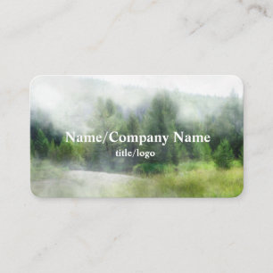 Carte De Visite nature art pins de montagne dans le brouillard