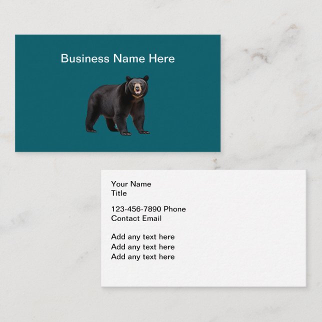 Carte De Visite Nature Bear Theme Business Cards  (Devant / Derrière)