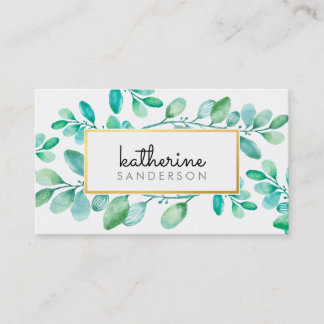 Carte De Visite NATURE BOTANIQUE moderne aquarelle peinte feuille