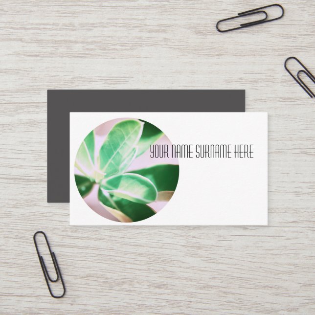 Carte de visite Nature Feuille Verte Antilope Lily (Devant/Arrière en situation)